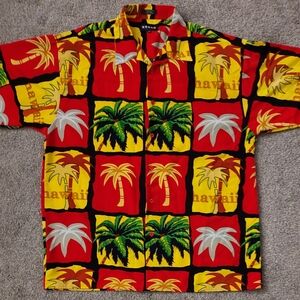 Vtg Koman Hawaiian Aloha Shirt Men's XLarge Polyester Made in Korea Bold Bright